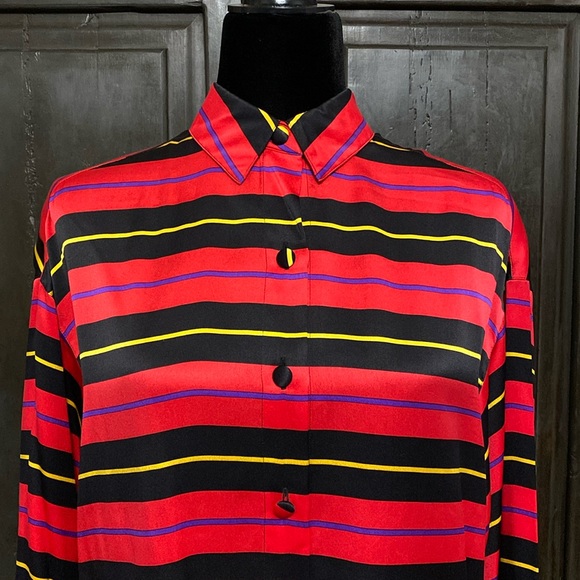 Vintage HERO 100%silk oversized Button Down Tunic - Size 6 - Picture 4 of 9